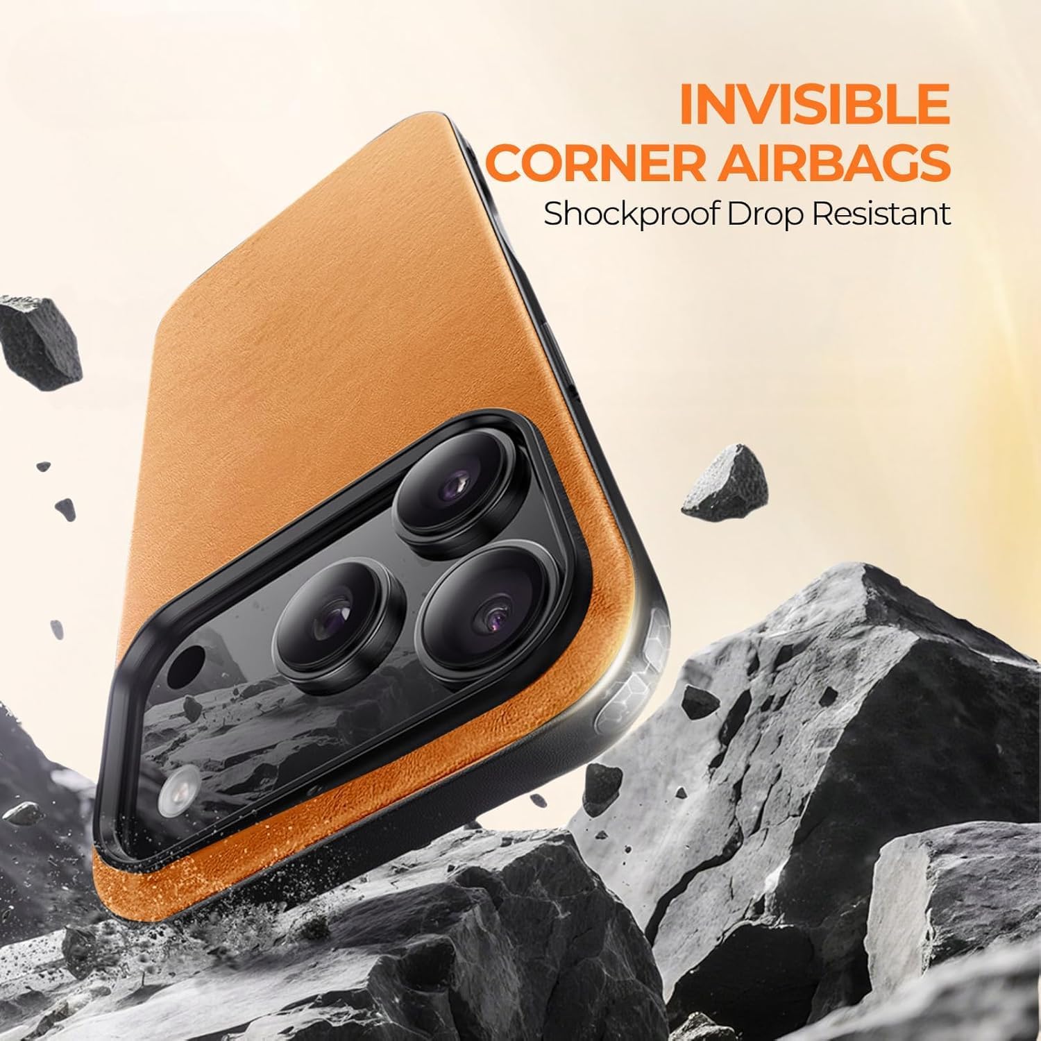 LOOXER® Heritage Leather Classic Case for iPhone 17/17 Air/17 Pro/17 Pro Max | [Luxury PU Leather, Slim Protective Design, Compatible with MagSafe] (Orange, 17 Pro Max)