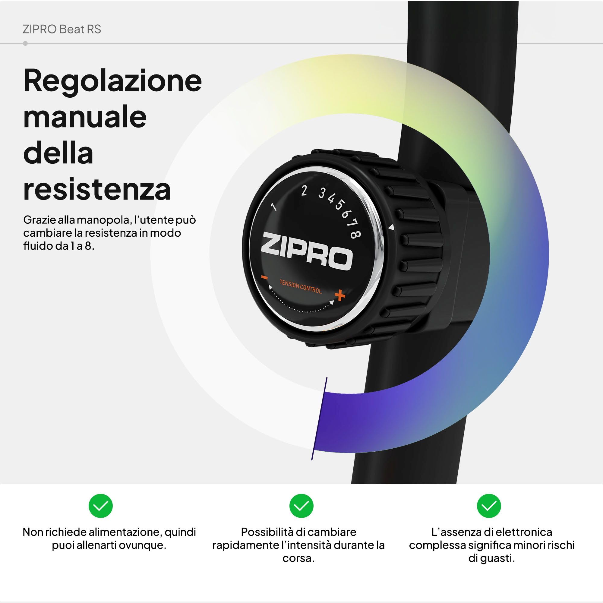 Zipro Cyclette Beat, Fitness Bike Ergometrico, Trainer Magnetico per Bicicletta, Ergometro fino a 120 kg, Bici da Interno, Cyclette per Allenamenti Domestici, Batteria Operata