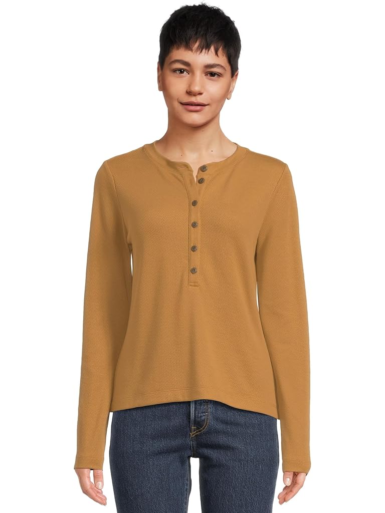 Brown L.L.Bean Signature Premium Thermal Long Sleeve Henley Shirt