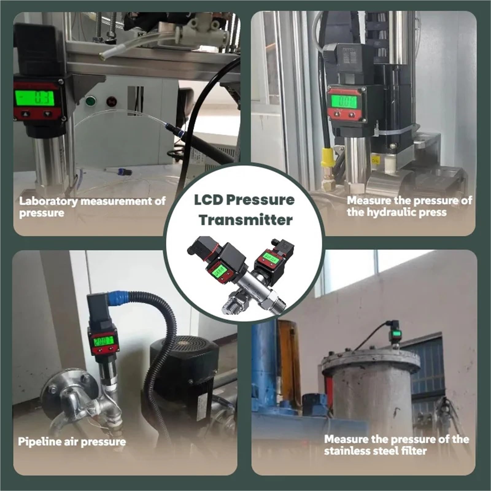 Trasmettitore di pressione, Trasmettitori di pressione Sensore con Display Digitale, Trasmettitore 4-20 MA, LCD, Trasduttore (-0.1-0.1MPa)