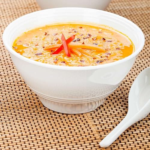 Miniatura 9 de Restaurantware Voga - Platos para pasta de 36 onzas, 10 cuencos grandes para ensalada, clásicos, redondos, cuencos de sopa de melamina blanca,