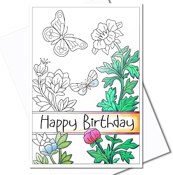 Art Eclect Birthday Cards to Color for Adults Relaxing Coloring Designs | Happy Birthday Coloring Cards - 10 Different Designs - 10 White Envelopes Included Birthday/10