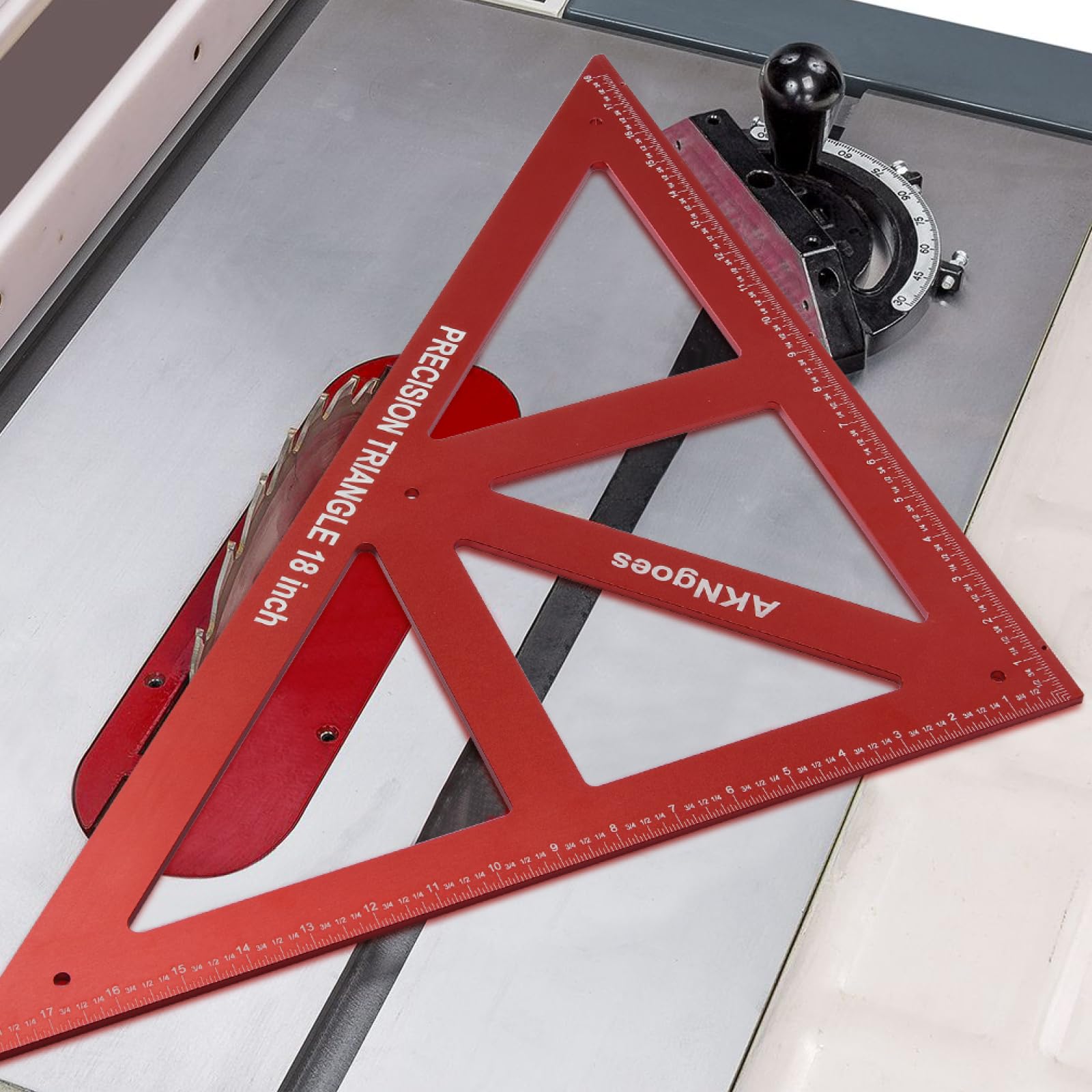 Cuadrado triangular de precisión de 18 pulgadas, escala métrica e imperial para medición precisa de 90 y 45 grados, transportador de trazador de carpintería, regla de arquitecto de aleación de
