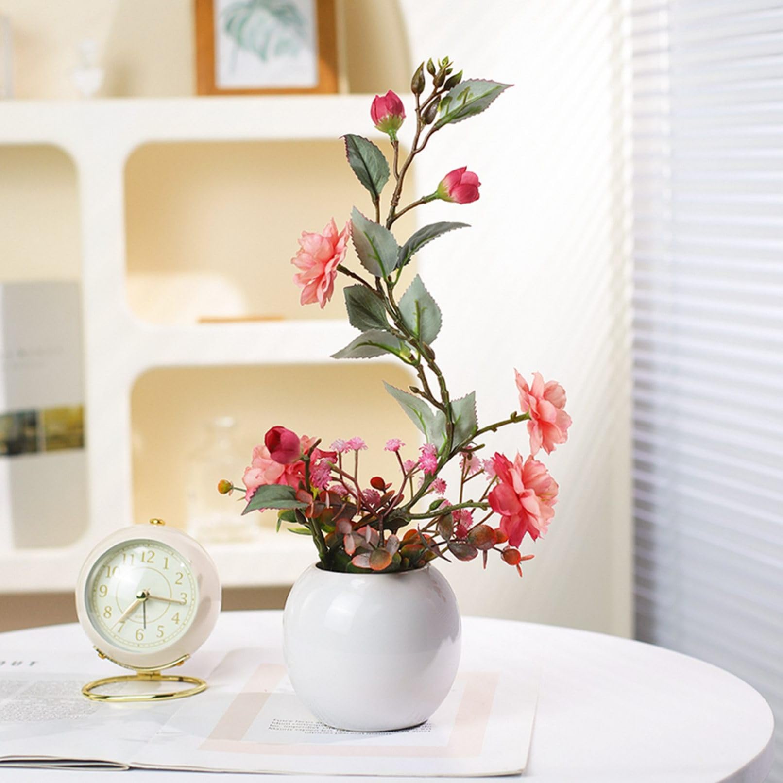 Amazon｜造花 枯れない花 造花インテリア 椿 バラ 観葉植物 装飾花