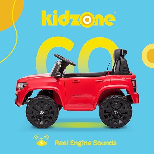 Miniatura 2 de Kidzone Camión eléctrico Toyota Tacoma de 12 V, funciona con pilas, para niños, vehículo eléctrico de juguete con control remoto, 3 velocidades,