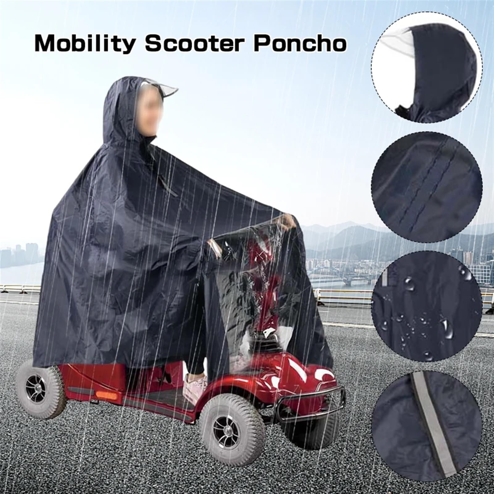 Chubasquero Poncho Impermeable Universal for Scooter de Movilidad for Personas Mayores, con Capucha y Funda Impermeable for Silla de Ruedas, for Bicicleta eléctrica y Ciclismo. Poncho Lluvia(Style 2)