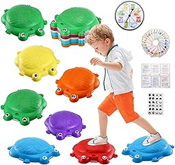 Jradse Piedras de Marcha Ranas para Niños, 8 Piezas de Cálculos Sensoriales Antideslizantes, Juego de Motricidad Interior/Exterior 3-8 Años, Desarrolla la Motricidad, Soporta 120kg