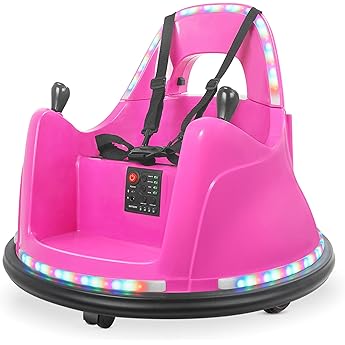Kidzone 6V Electric Ride On Bumper Car for Kids & Toddlers 1.5-6 Years Old, DIY Sticker Baby Bumping Toy Gifts W/Remote Control, LED Lights & 360 Degree Spin, ASTM Certified
