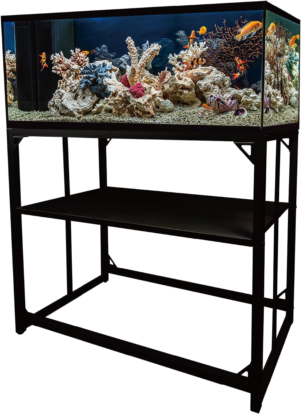 Fish Tank Stand, 40 Gallon Heavy Duty Metal Aquarium Stands, Reptile Tank, Turtle Tank, Breeder Tank Stand, Fish Tank and Stand Combo Set (Black, 36.5"x18.5"x29.5") Black (40 Gallon)36.5"x18.5"