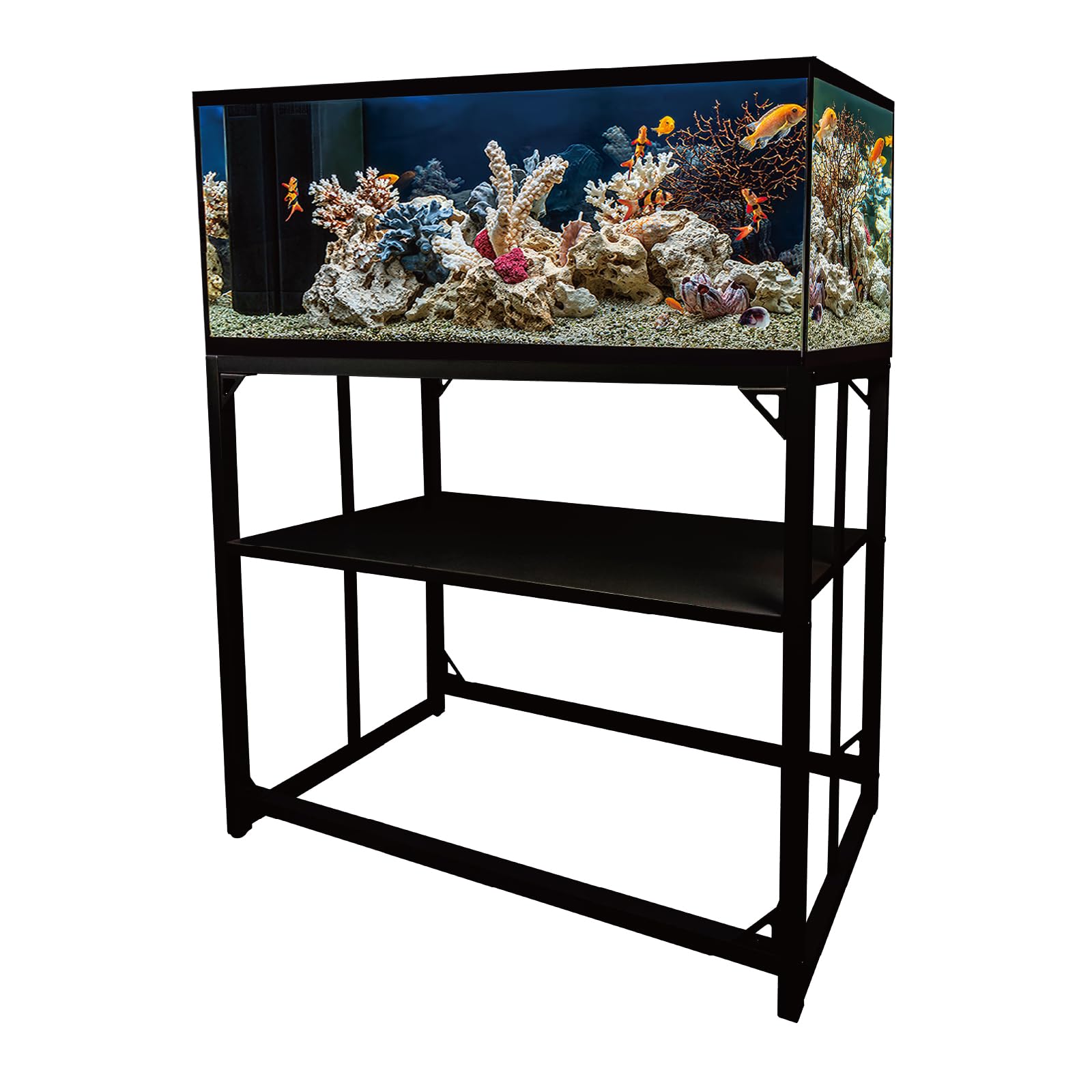 MEWSDEN Fish Tank & Stand 40 Gallon Heavy Duty Metal Aquarium, Reptile, Turtle, Breeder Tank & Stand Combo Set (Black, 36.5"x18.5"x29.5")"}
