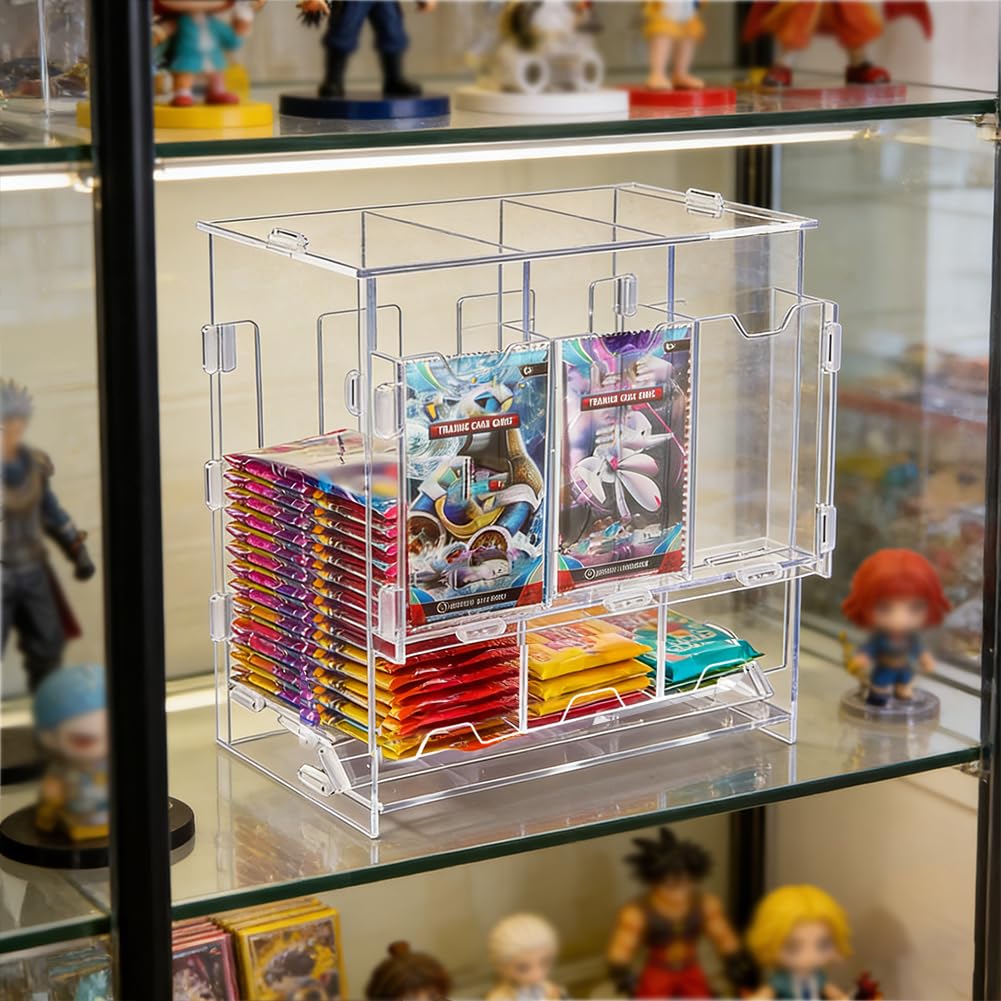 DICOSMETIC Distributeur de cartes en acrylique à 3 compartiments - Distributeur de cartes - Rectangulaire - Boîte d'organisation de cartes de trading - Pour la maison et les affaires