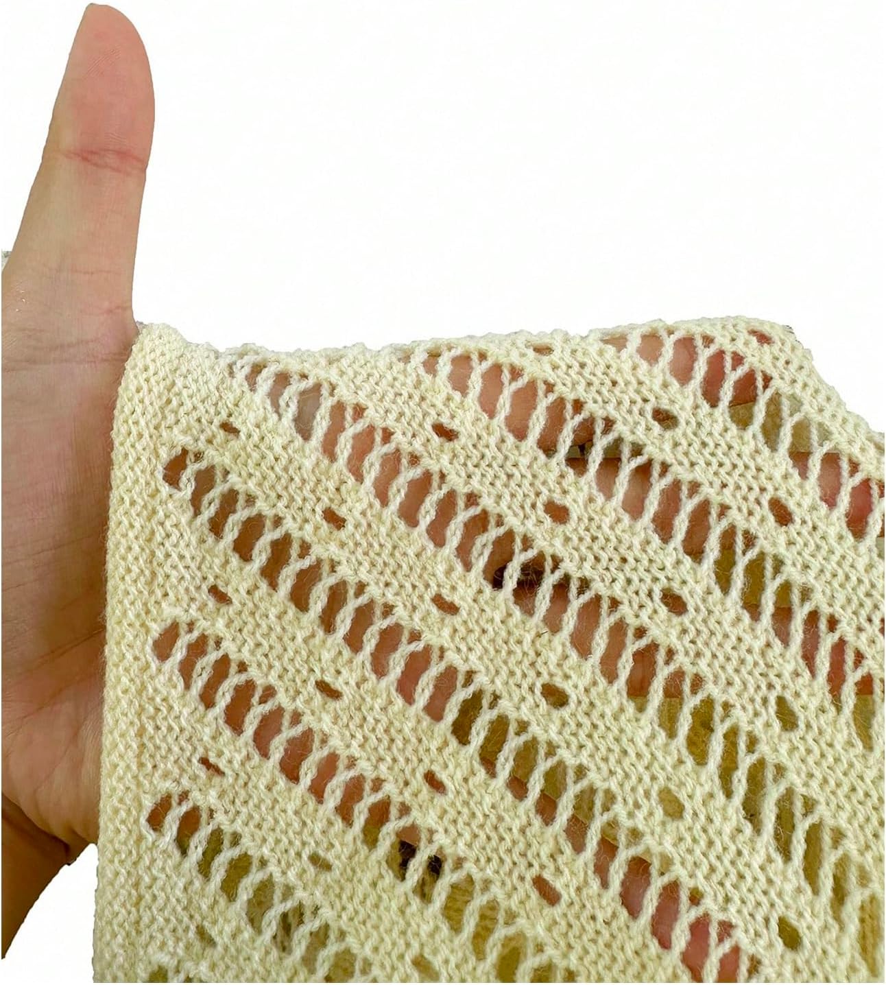 MakeMeChic Women's Crochet Off The Shoulder Sweater Hollow Out Long Sleeve Pullover Tops - Image 4