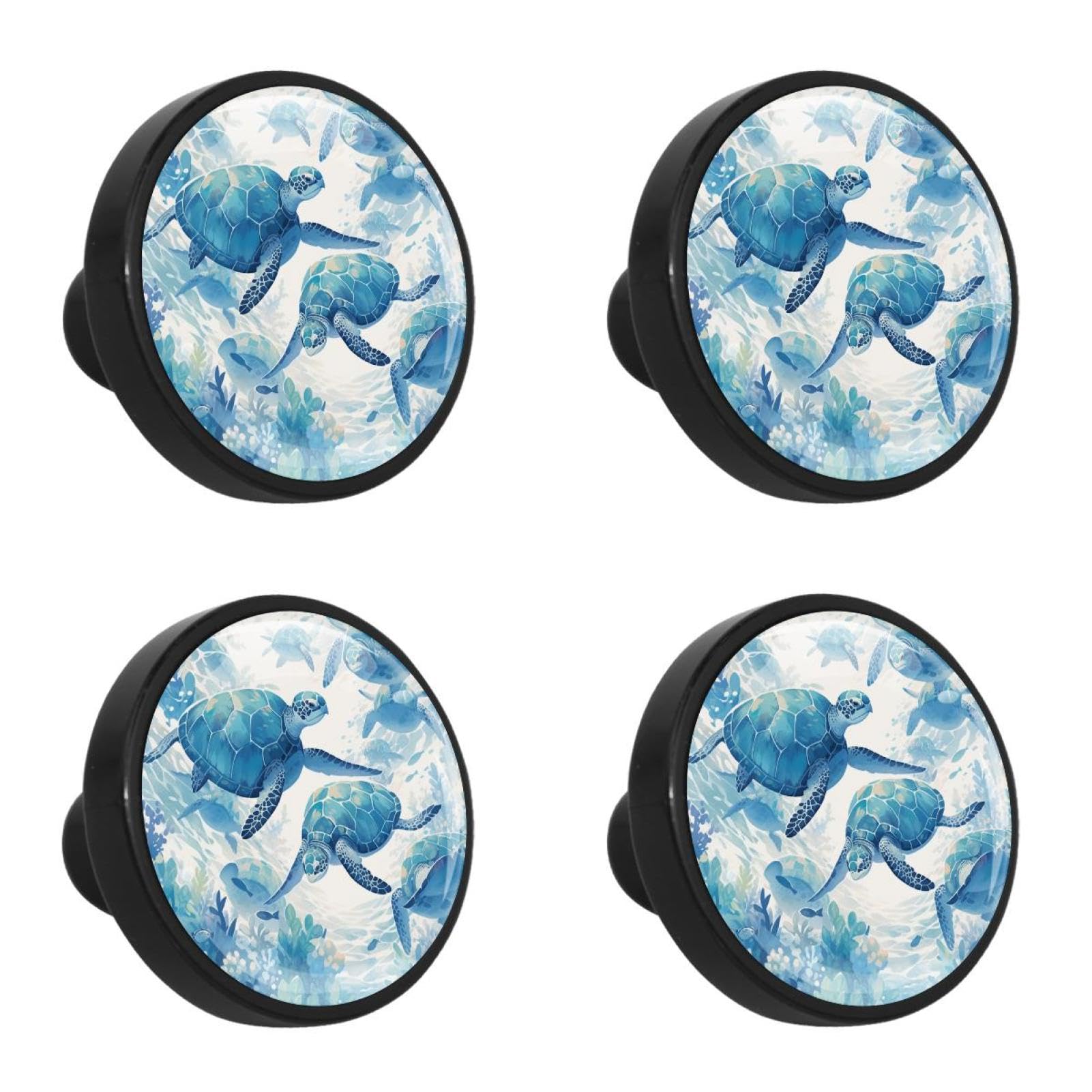 NUEAHEDN 4 PCS Turtle Art Cabinet Knobs, Bathroom Drawer Pulls Handles, Round Dresser Knobs Door Knobs for Kitchen Cupboard Nursery Wardrobes