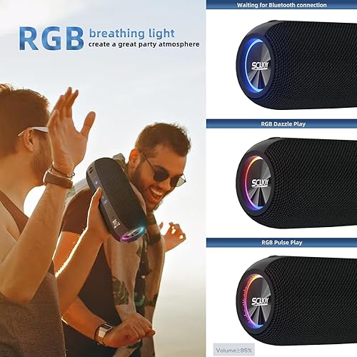 Miniatura 7 de SCIJOY Altavoces Bluetooth, altavoces Bluetooth de 40 W inalámbricos con sonido estéreo, altavoces portátiles IPX7 impermeables para exteriores con