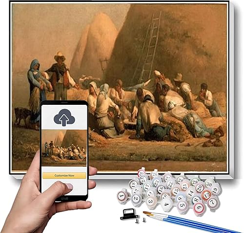 Miniatura 7 de Kit de pintura al óleo DIY, pintura de paisaje Vichy por Jean-Francois Millet Pintura DIY Pintura por Números Kits en Lienzo