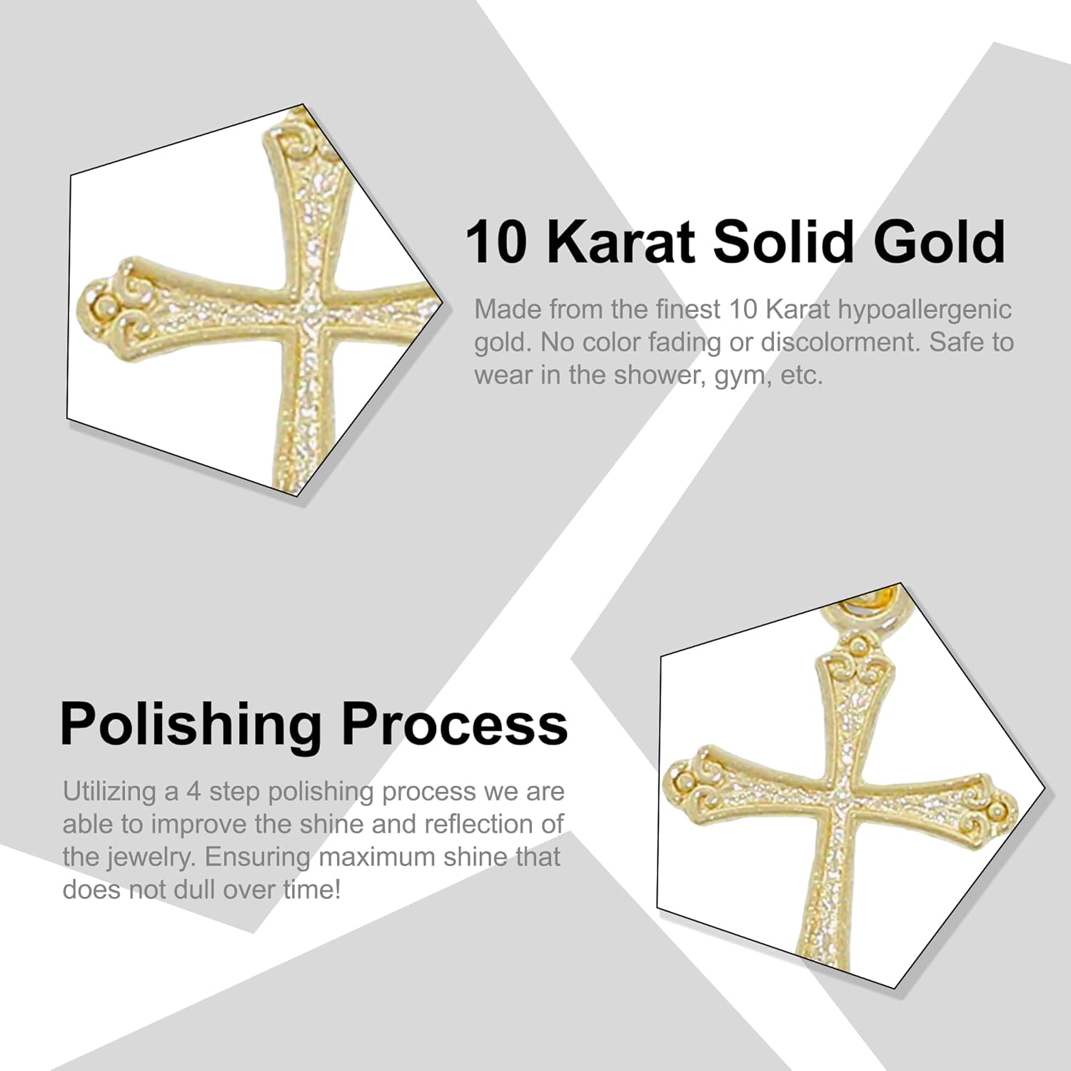 Gold Mini Cross Charm Pendant - 10/14 Karat Gold - Religious Cross Necklace