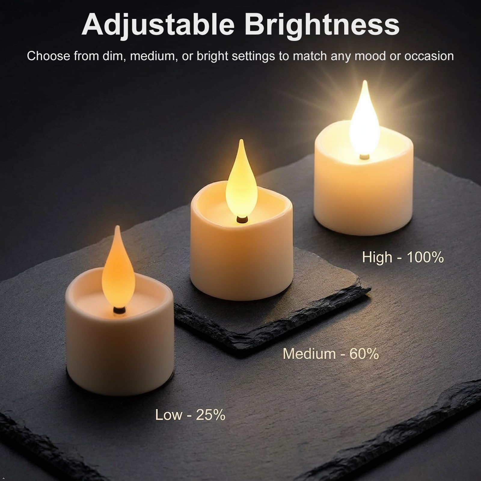 Aourow Wiederaufladbare LED Flammenlose Teelichter, 12er Pack | Realistische Kerzen, Batteriebetrieben mit 50+h Laufzeit, Rauchfrei & Tropffrei, Deko für Hochzeit, Party & Weihnachten