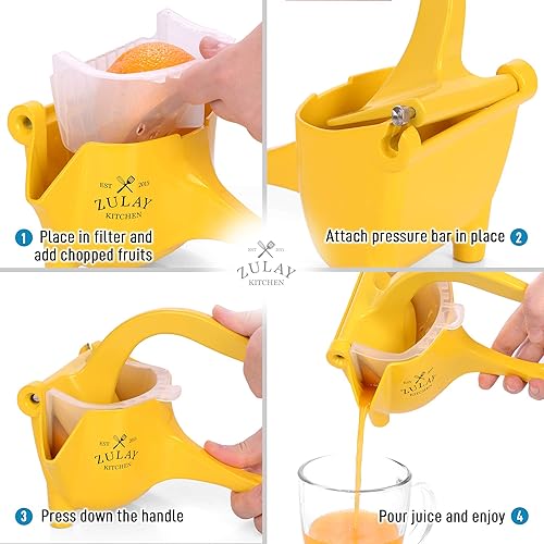 Miniatura 5 de Zulay - Exprimidor manual de frutas, exprimidor de jugos resistente con palanca desmontable y colador extraíble, prensa de frutas y exprimidor de