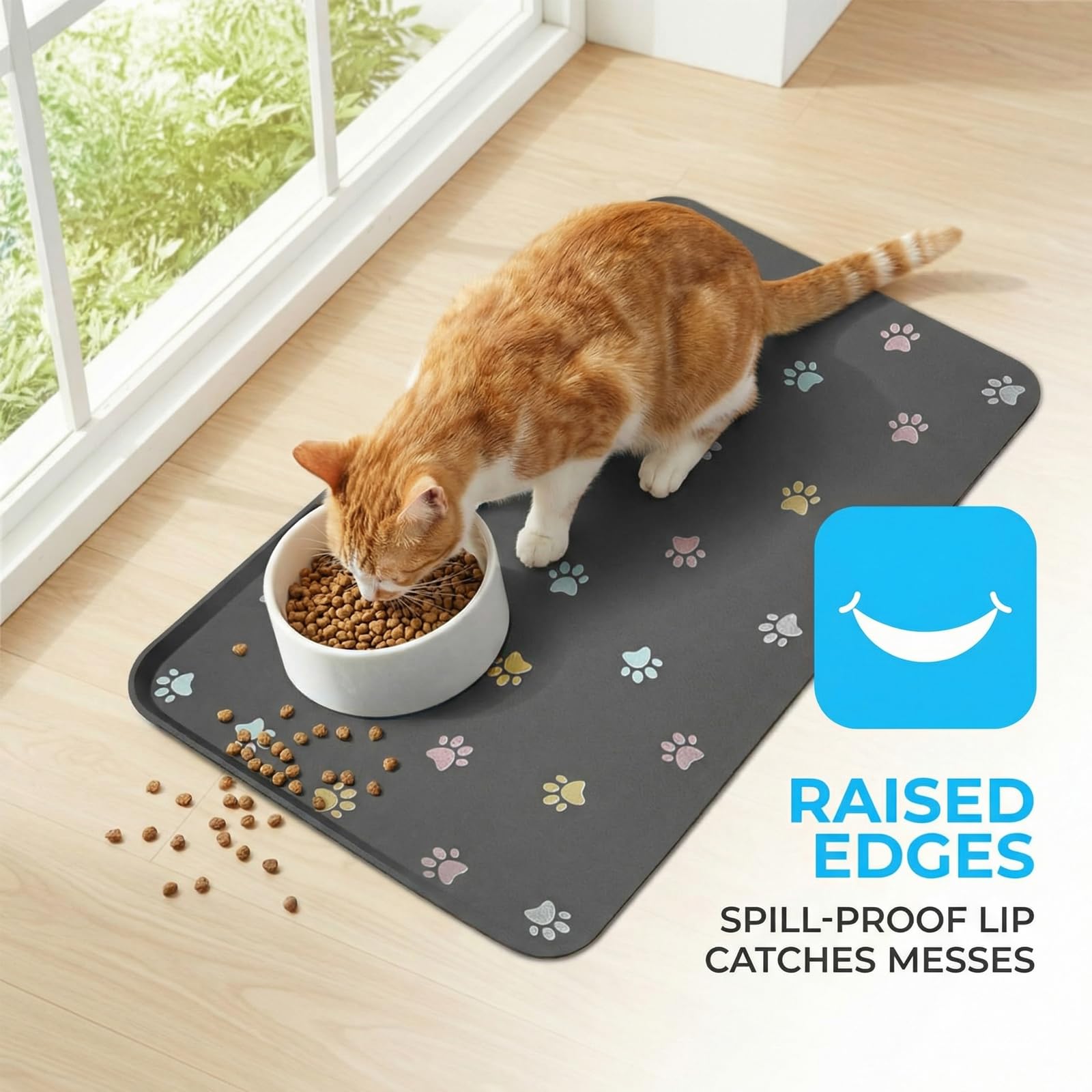 30×45cm Tappetino Ciotola Cane Gatto in Fango di Silicone, Super Assorbente Tappetino Ciotole Gatto, Tappetino Ciotola Cane Antiscivolo, Lavabile Tappetino Sottociotola per Cani Per Mangiare