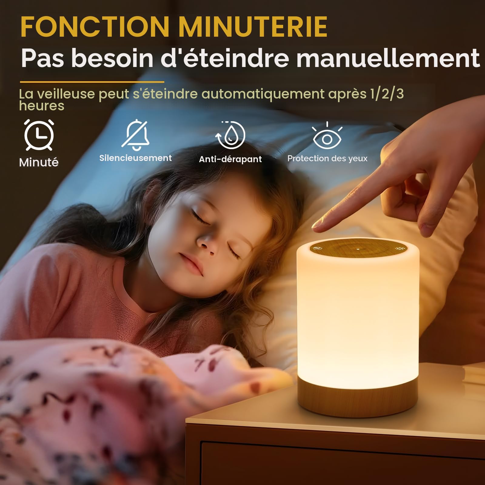 Lamparas de Mesita de Noche Tactil Regulable, Lampara Mesita Noche con 256 RGB Color y 5 Modos, Luz Cálida Luz Nocturna Lampara Mesa LED Recargable USB con Función de Temporizador para Regalo