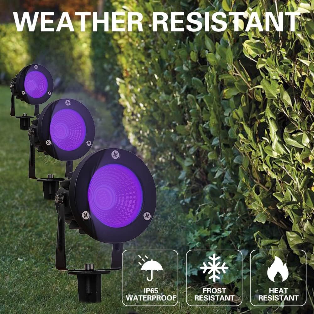 EAGLOD 12W Led Black Lights,Outdoor Warm White and Blacklight for Landscape Lighting,110V 2 Color Black Spotlight with 2 Prong Plug Cord for Halloween Party