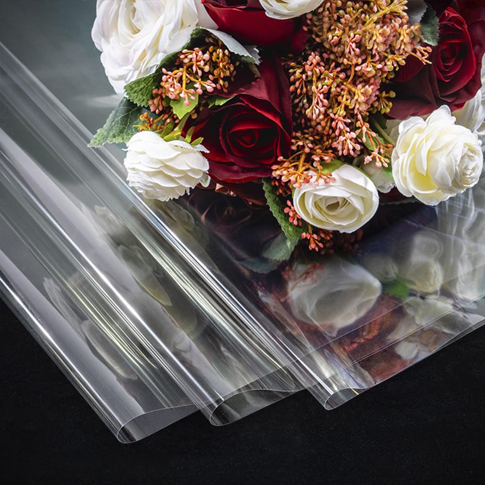 3 Rouleaux Cellophane Transparent 84x600 Cm - Pour Emballage Cadeaux, Bouquets, Paniers - Motifs à Pois