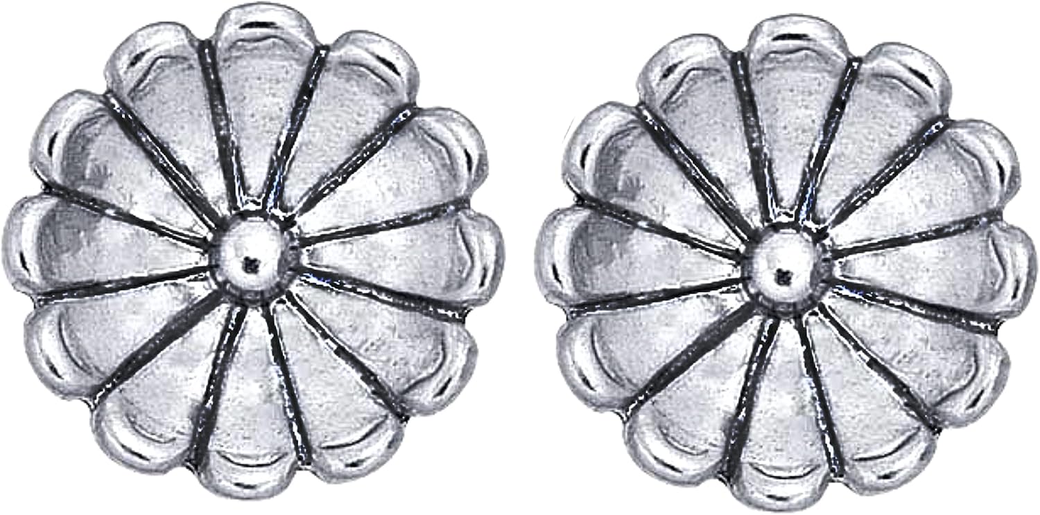 Flower Stud Earrings | Big Sterling Silver Bohemian Boho Style Floral Daisy Post Earrings For Women And Girls