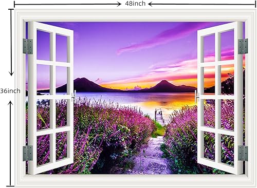 Miniatura 8 de Pintura autoadhesiva 3D, calcomanías de pared falsas para ventana, isla tropical con palmeras, mural de pared, vista de ventana, decoración de pared