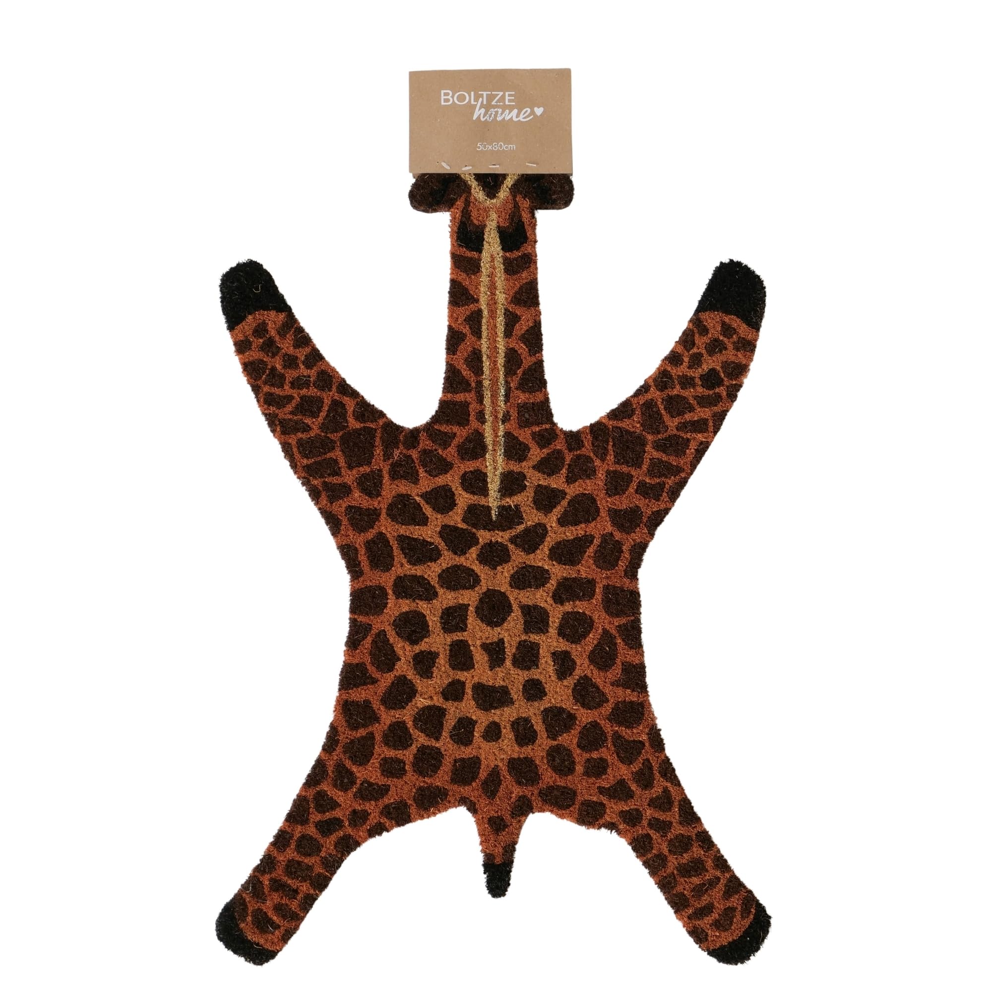 Paillasson coco girafe tapis d'entrée antidérapant marron 80x50
