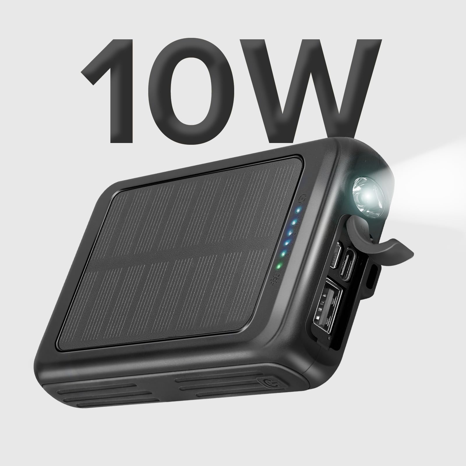 SBS Solar MagSafe PowerBank, 5000mAh, Power Bank con Pannello Solare | Ricarica Wireless, Intelligent Charge (IC), Torcia LED, Caricabatterie Portatile da Viaggio, Design Compatto, Nero