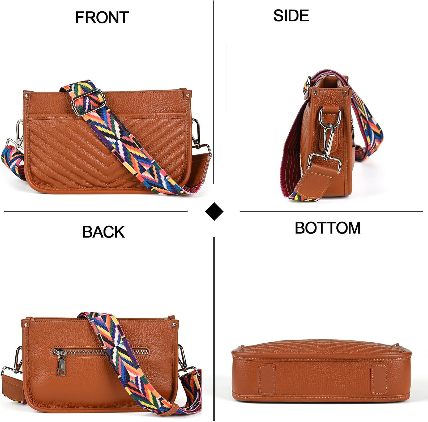 Small Crossbody Bags for Women Trendy Genuine Leather Hobo Handbags Quilted Shoulder Bag Purses with Adjustable Strap