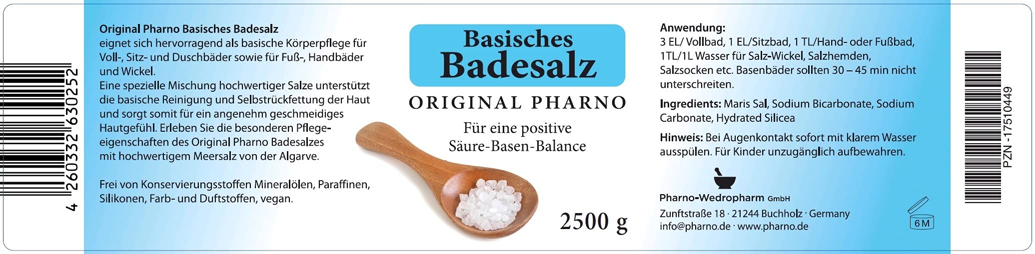 Basisches Badesalz - Original Pharno - 2.500g