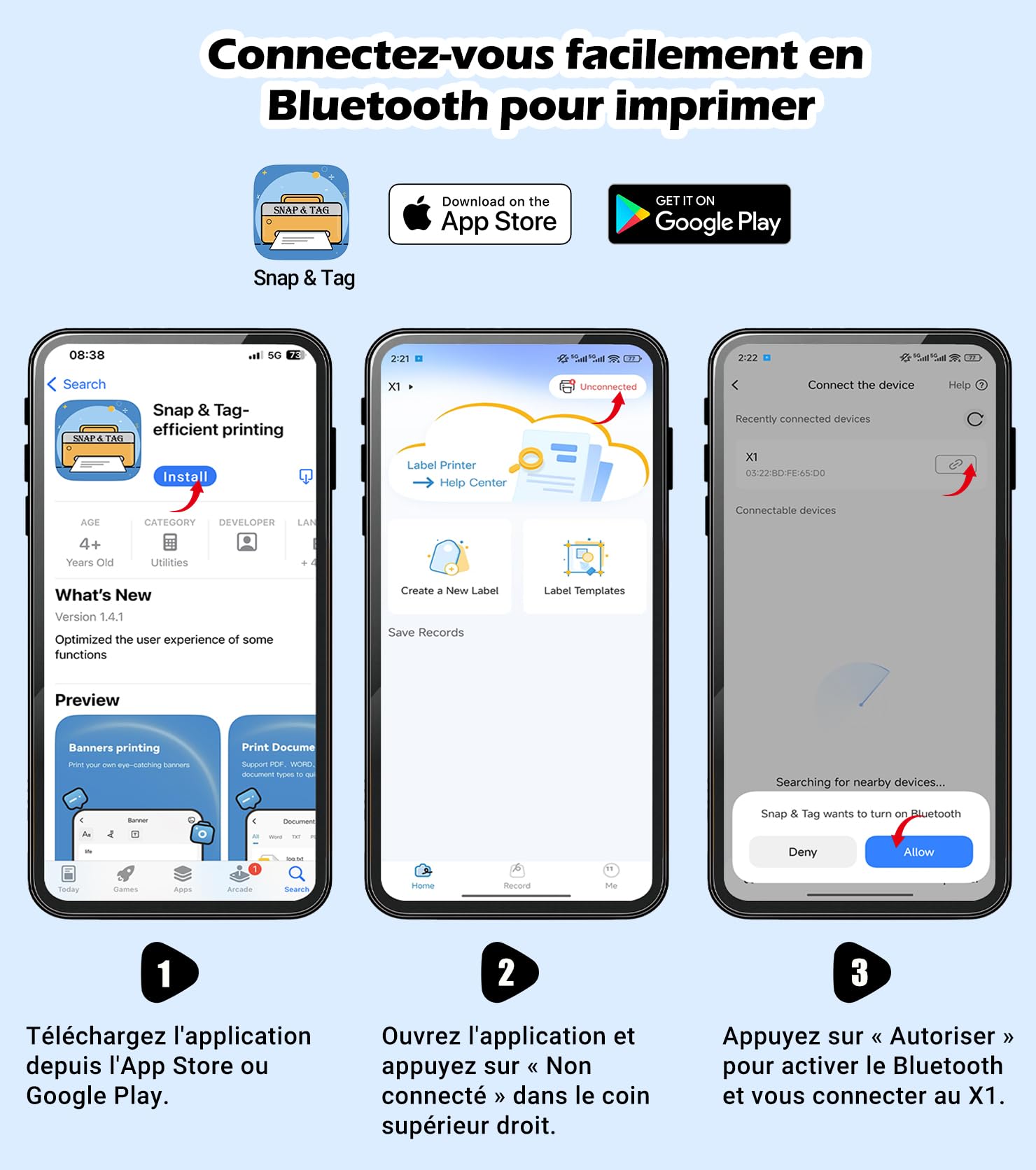 ORGBRO X1 Étiqueteuse Bluetooth Portable pour Maison Bureau École, Noir