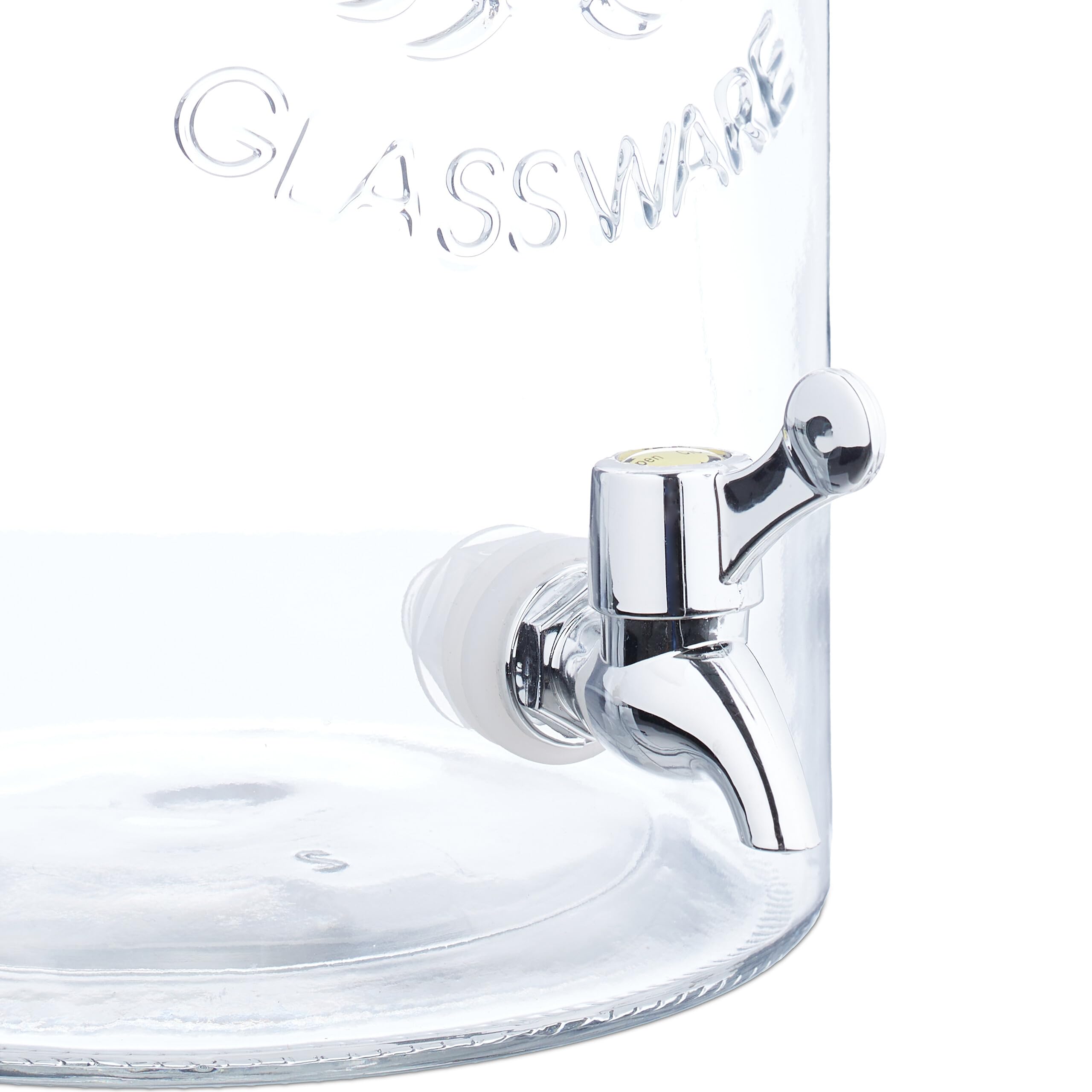 Relaxdays Dispenser in Vetro per Bevande, Erogatore da 5 L con Rubinetto e Coperchio, Distributore Acqua, Bibite e Drink