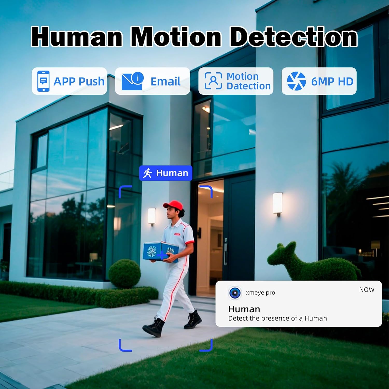 Fuers 8MP 8CH Poe NVR Home Security Camera System, 2pcs Wired 6MP PoE IP Cameras Outdoor with Person Detection, 8CH Network Video Recorder with 1TB HDD for 24-7 Recording,Mobile APP & PC Remote