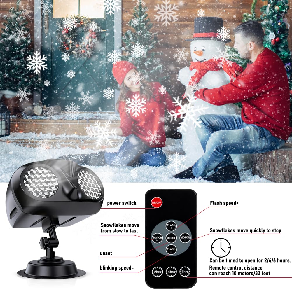 RANJIMA Proyector de Navidad para exteriores, proyector dinámico LED con mando a distancia, proyector de Navidad resistente al agua, iluminación de Navidad, exterior para jardín, ventana, patio
