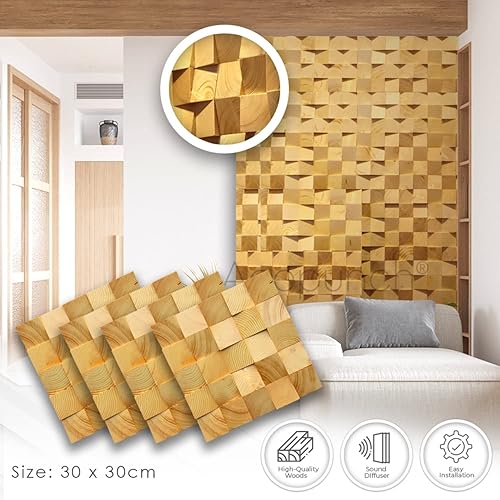 Miniatura 4 de 6 Finlandia - Panel decorativo de pared 3D de madera para el hogar, aislamiento acústico, aislamiento acústico, aislamiento acústico, sala de