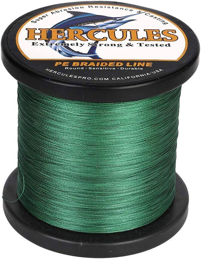 HERCULES Cost-Effective Super Strong 4 Strands Braided Fishing Line 6LB to 100LB Test for Salt-Water, 109/328 / 547/1094 Yards (100M / 300M / 500M / 1000M), Diam# 0.08MM - 0.55MM, Hi-Grade