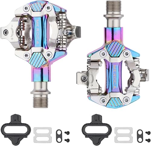Miniatura 1 de Meteorolite Pedales SPD para bicicleta de montaña, negrorojodeslumbrante aleación de aluminio sellado, compatible con tacos Shimano SPD, fácil de