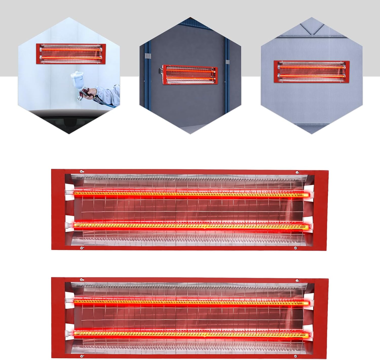 DKSLALALI 2000W 110V Infrared Paint Curing Baking Lamp, 2PCS Automotive Heat Lamp Paint Spray Booth Heater, Car Repair Paint Body Dryer for Automobile & Furniture