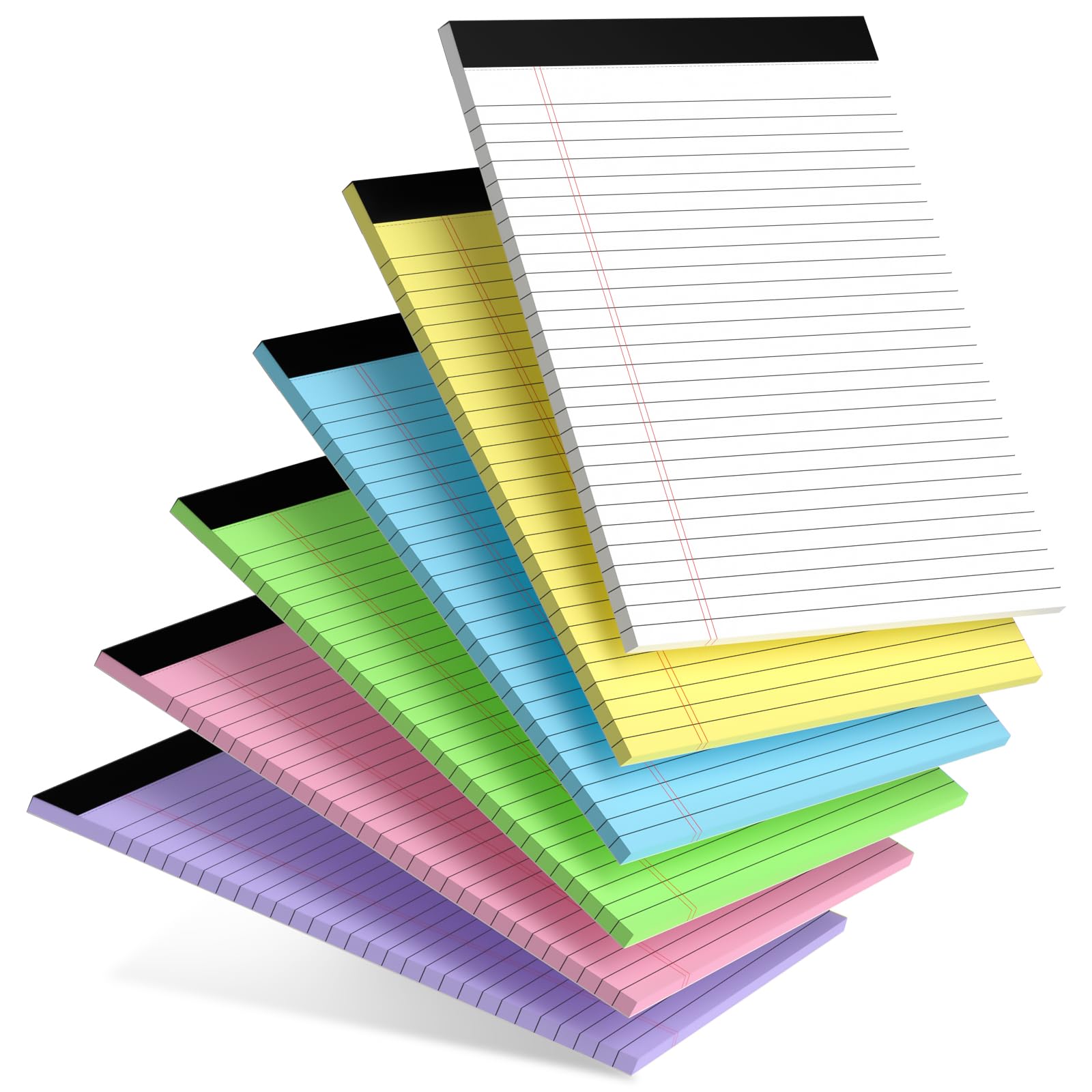 AILZFEI Farbige Rechtsblöcke, 8, Breit Liniert, Stabile Rückseite, Schreibblöcke, 30 Blatt/block, Farbiges Papier, Perforierter Notizblock Mit Stabiler Rückseite (6 Blöcke), 5 X 11 Cm, 9 Kg