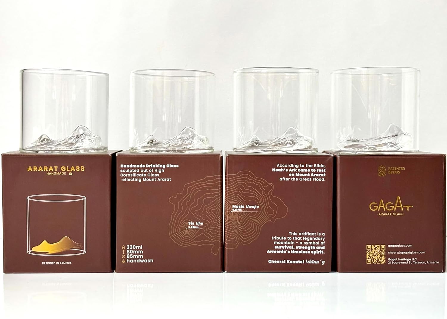 Ararat Whiskey Glass – Crystal Clear Tumbler with 3D Mount Ararat Relief | Premium Armenian Gift | Handmade Brandy & Spirits Glass | Unique Armenian Heritage Barware | Cultural Gift