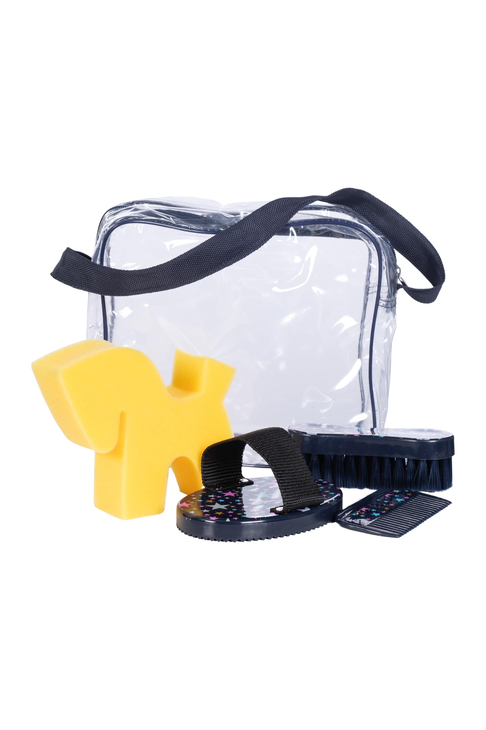 HKM Hobby Horsing Putzset Navy Einheitsgröße - Putzset mit Mähnenkamm, Hufkratzer und mehr