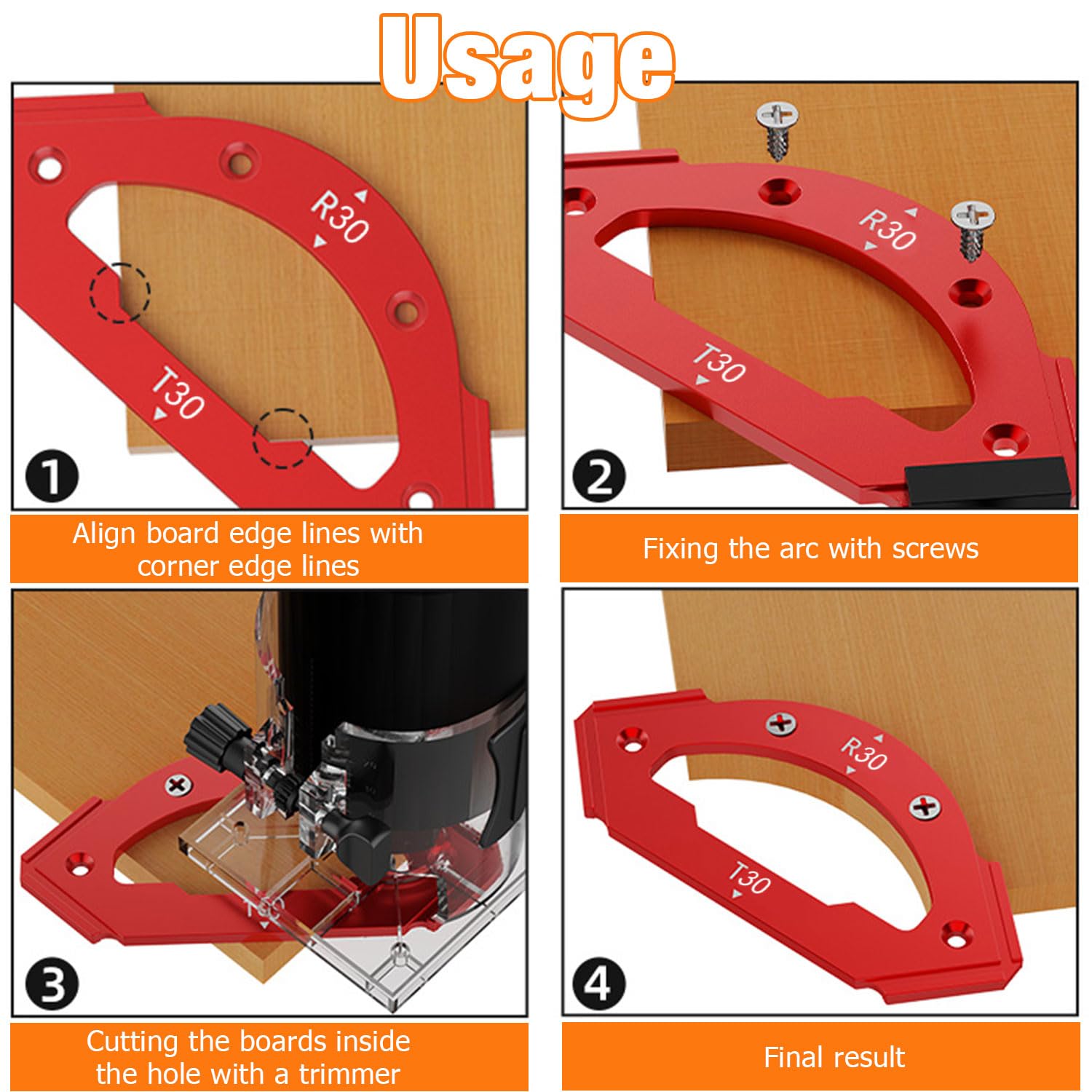 Angolo Della Maschera Fresatrice con Mandrino a Raggio, Stampo 3 In 1, Modello di Posizionamento Degli Angoli Interni ed Esterni Smussati 3 In 1, Per il Taglio di Lamiere (RT30）