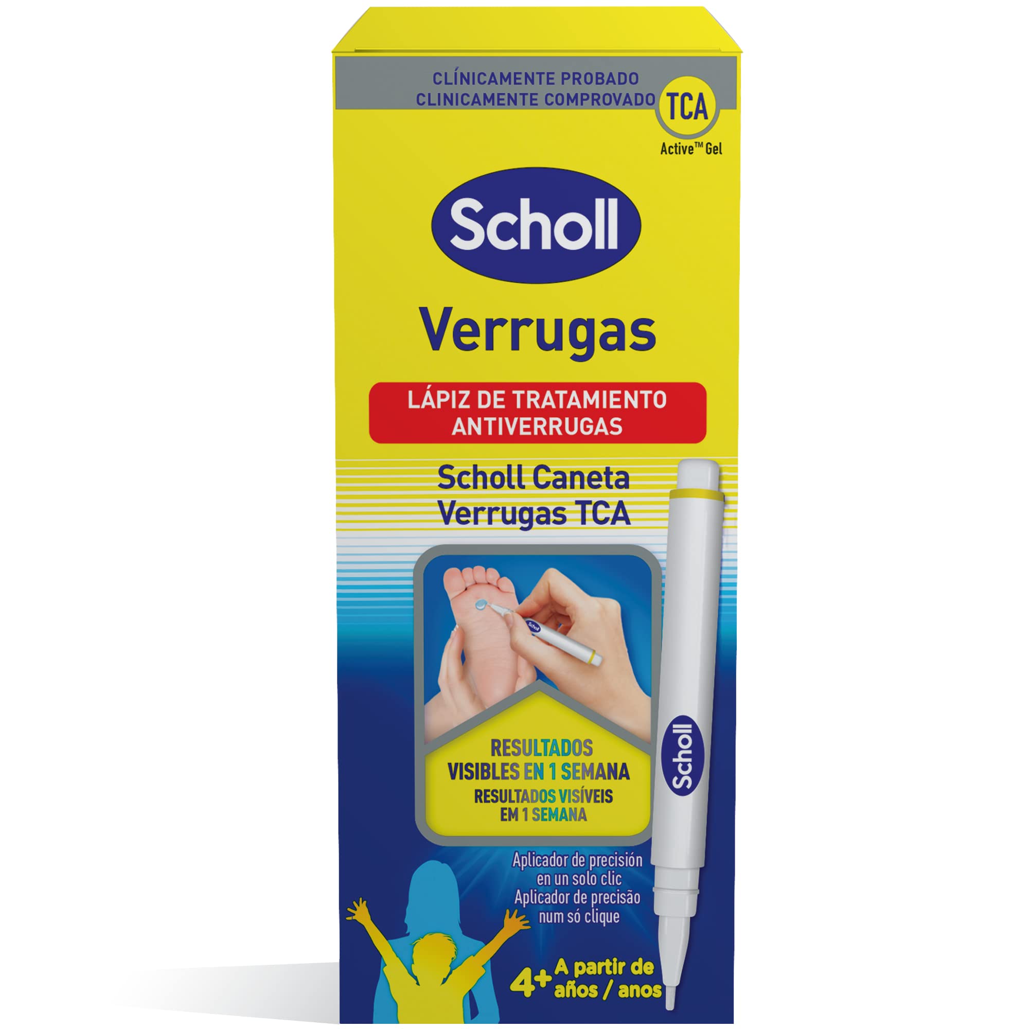 Dr. Scholl's Lapiz de Tratamiento Verrugas - Resultados visibles en una semana - Aplicador de precision - Clinicamente probado - TCA Active Gel