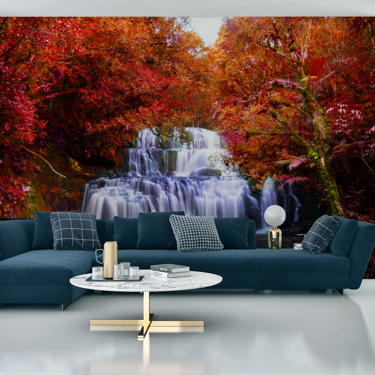Muralo Samoprzylepna tapeta ścienna, 270 x 180 cm, Nowa Zelandia, wodospad, dekoracja 3D, do salonu, sypialni, nowoczesne obrazy ścienne XXL, dekoracja ścienna, abstrakcja, luksusowa szer. 270 x wys