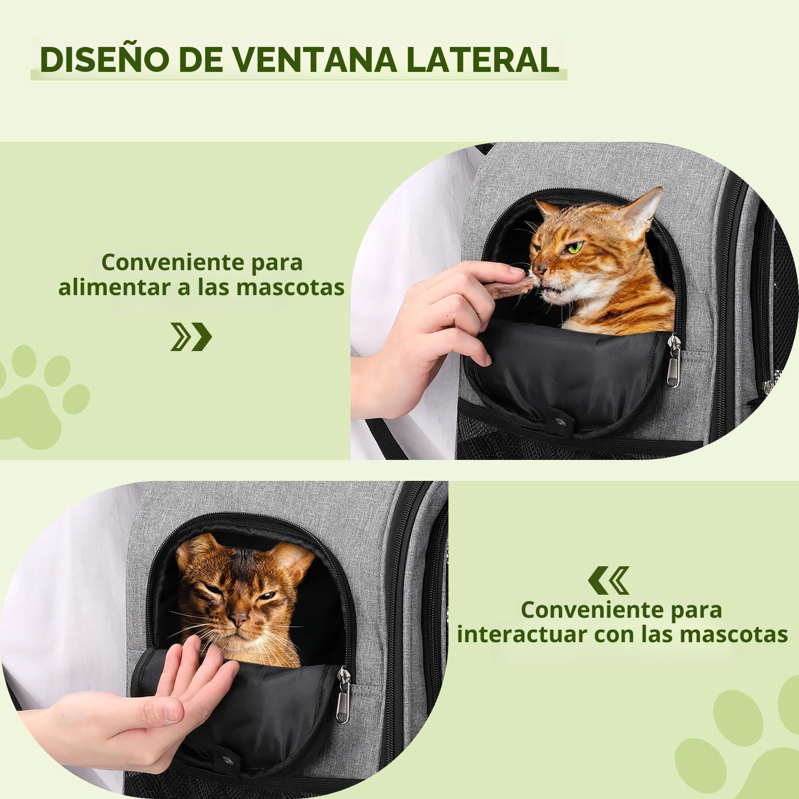Pecute Transportín Mochila para Gatos y Perros Pequeño con Ventana de Malla,Bolsa Portátil y Plegable para Mascotas Tela Oxford Impermeable Transporte de Viajes Senderismo Camping hasta 6 kg