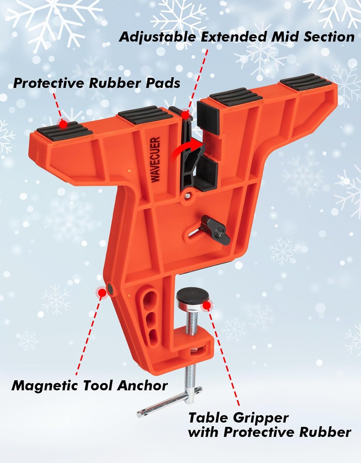 Ski Vise for Tuning, Ski Snowboard Tuning Vise with Non-Slip Rubber Pads, Stable Snowboard Vice Grips, Horizontal and Vertical Working Positions, 2 Rubber Ski Brake Retainers - Image 4