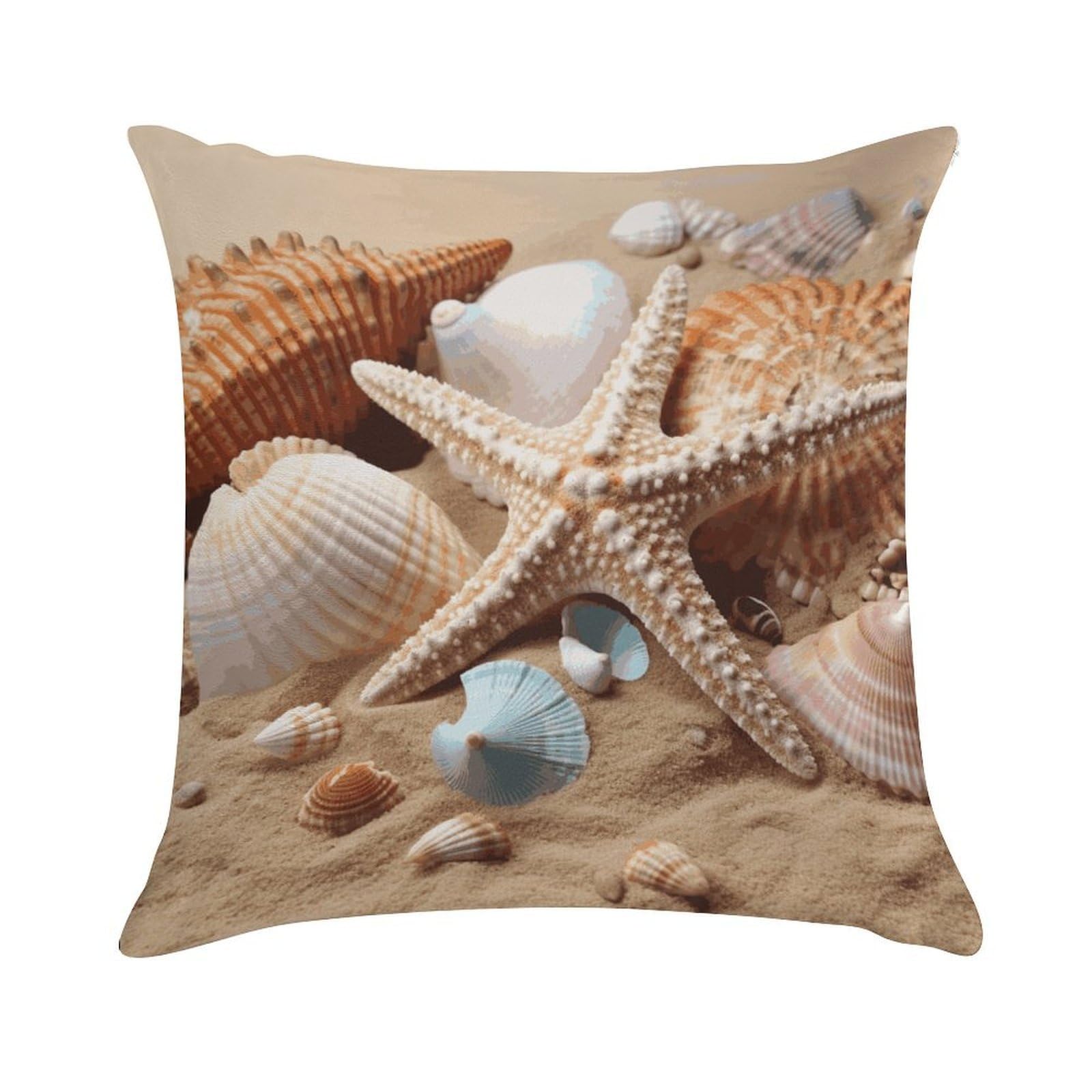 MUSM Plush Decorative Seashells Starfish Throw Pillow Covers Square Cushion Cases Personalized Pillowcase with Zipper Soft Lumbar Pillow Shells Luxury Cozy Pillows Shams Decoration