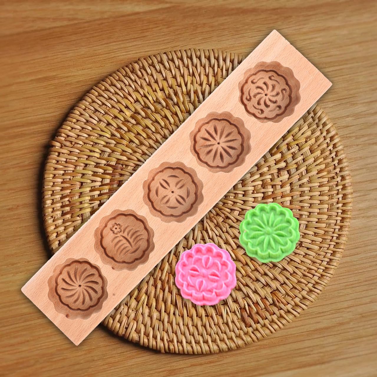 Wooden Moon Cake Mold 11.88 Inch Decorative Pattern Baking Tool for Diy Pastry Making with Natural Wood Material Easy to Use and Clean for Home Baking - Image 7